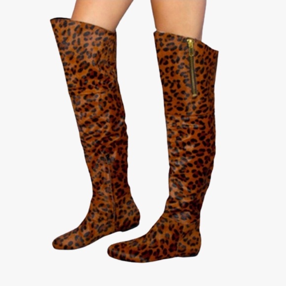 Sam Edelman James Knee High Leopard Print Calf Hair Boot Women’s Size 6 - Picture 1 of 14
